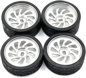 RC Car DIY Parts for Wltoys for Kyosho 1/28 26.5mm for Racing Wheel Tires RC Car Accessories Upgrade Parts(Silver)