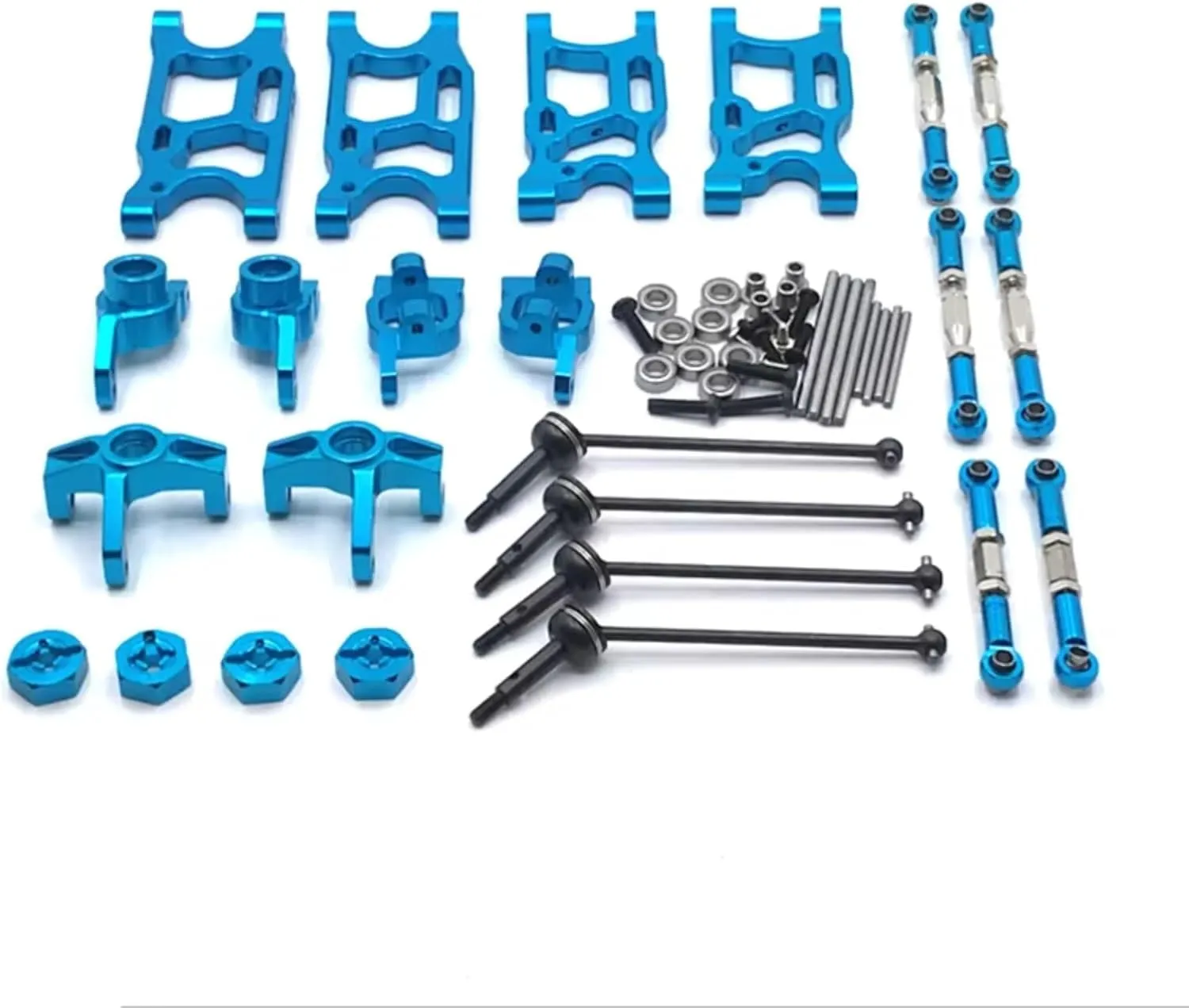 RC Car DIY Parts for WLtoys LC for Racing 144010 144001 144002 124017 124016 124018 124019 1/14 9 of Set Metal Upgrade Drive Shaft RC Car Parts(Blue)