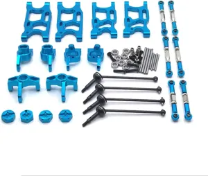 RC Car DIY Parts for WLtoys LC for Racing 144010 144001 144002 124017 124016 124018 124019 1/14 9 of Set Metal Upgrade Drive Shaft RC Car Parts(Blue)