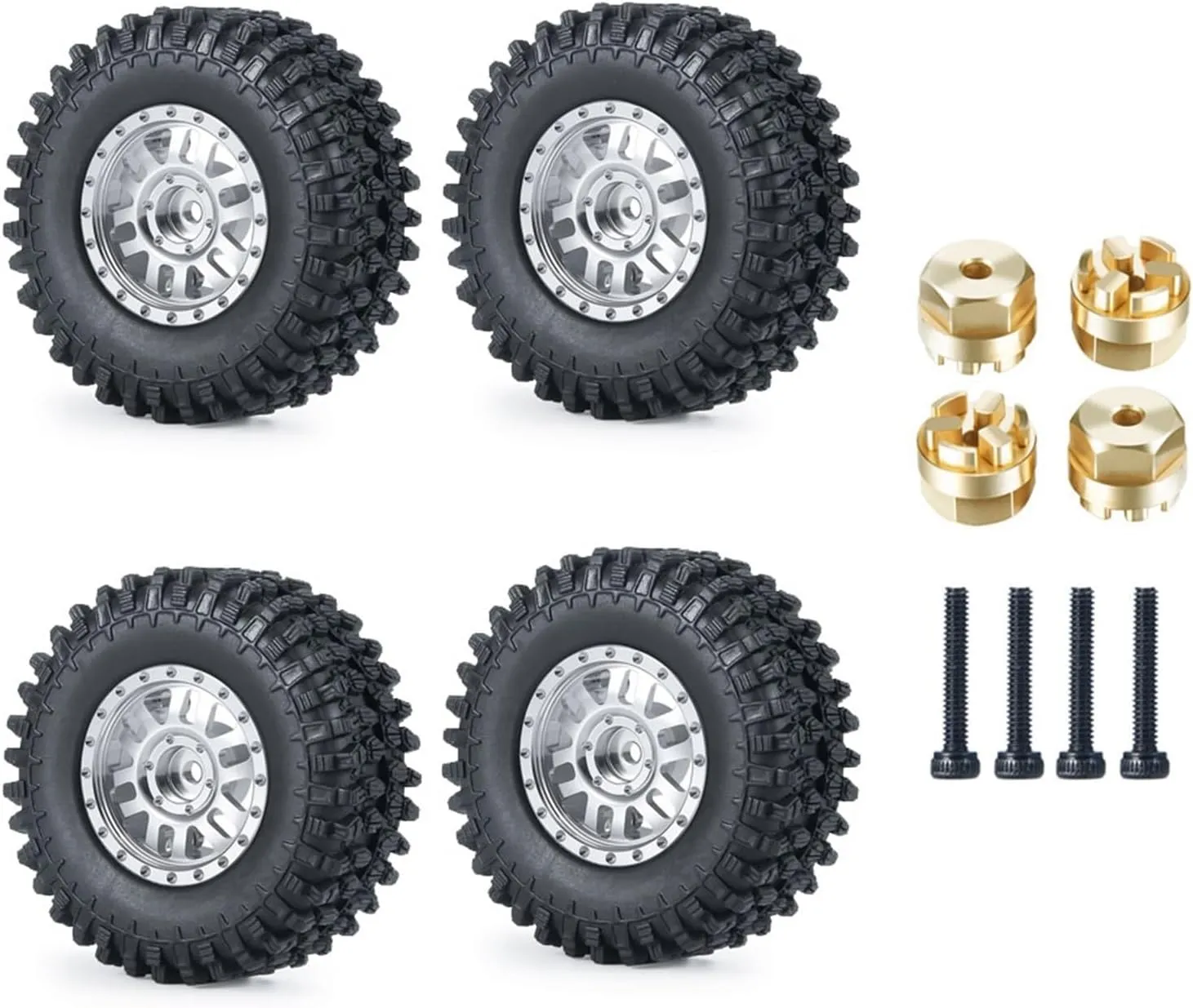 RC Car Parts for Kyosho for Miniz 4x4 for Jeep for Wrangler for Rubicon 1/24 Metal Wheel Rims Rubber Tires Adapter Replacement Accessories RC Car Truck Parts(Size c)