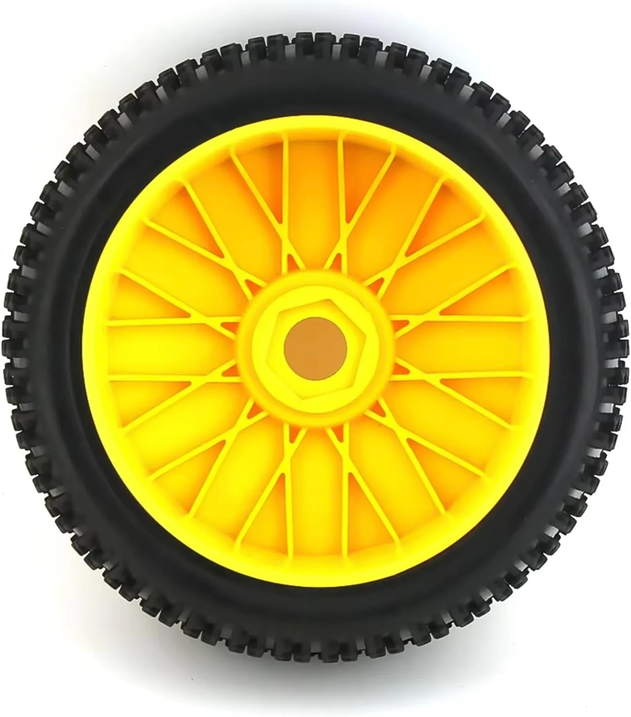 Rc Car Wheel Rim Tire Compatible with ARRMA for Traxxas for Redcat for Team for Losi for Kyosho for VRX 1/8 RC Off Road for Buggy 116mm Tire Wheel 17mm Hex(Yellow)