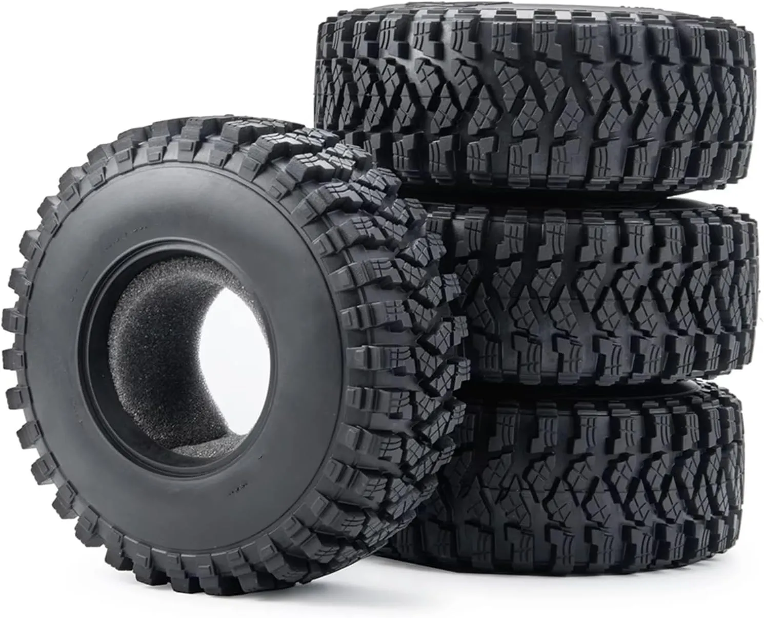 Rc Car Wheel Rim Tire Compatible with SCX10 D90 for TRX4 TF2 CC01 for Capra 1/10 RC Car Part Black 1.9 Inch 106mm Diameter 38mm Width Rubber Crawler Wheel Tires