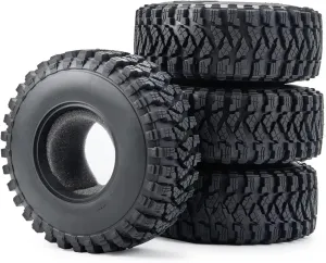 Rc Car Wheel Rim Tire Compatible with SCX10 D90 for TRX4 TF2 CC01 for Capra 1/10 RC Car Part Black 1.9 Inch 106mm Diameter 38mm Width Rubber Crawler Wheel Tires