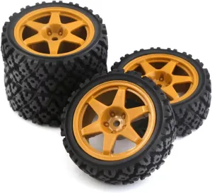 Rc Car Wheel Rim Tire Compatible with Tamiya XV01 XV02 TA06 for TT01 for TT02 PTG-2 144001 1/10 RC for Rally for Racing Car Parts 70mm Rubber Tire Wheel Tyre