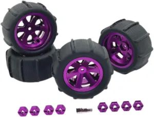 RC Car Wheels and Tires Set for 1/12 1/14 1/16 1/18 Scale Models, Purple