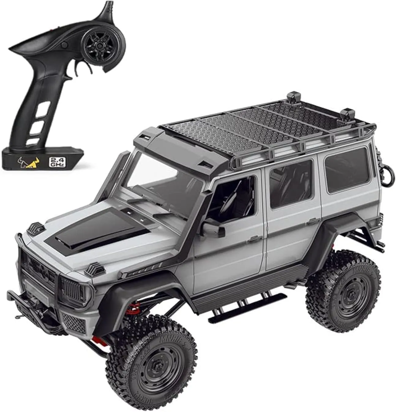 R/C MN-86S | Upgrade Version 4WD 1/12 2.4G Remote Control Big G500 RC Car Rock Crawler Climbing Off Road Truck with Headlight RTR Vehicle Models for Kids and Adults - Matt Grey