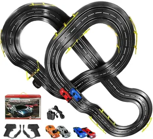 Rc Race Track, 4 Light-up Slot Cars Race Track Set, 2 Controllers Electric Race Car Track for Boys 6-12 Kids Race Track Set Gift Toys for Children