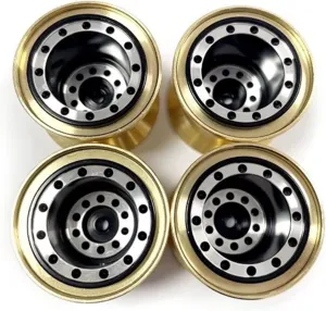 RC Repair Parts Compatible with FMS for FCX24 1/24 RC Crawler Car Upgrade Parts 4Pcs Brass Clamp Metal 1.0 Wheel Rim Wheel Hub(Black)