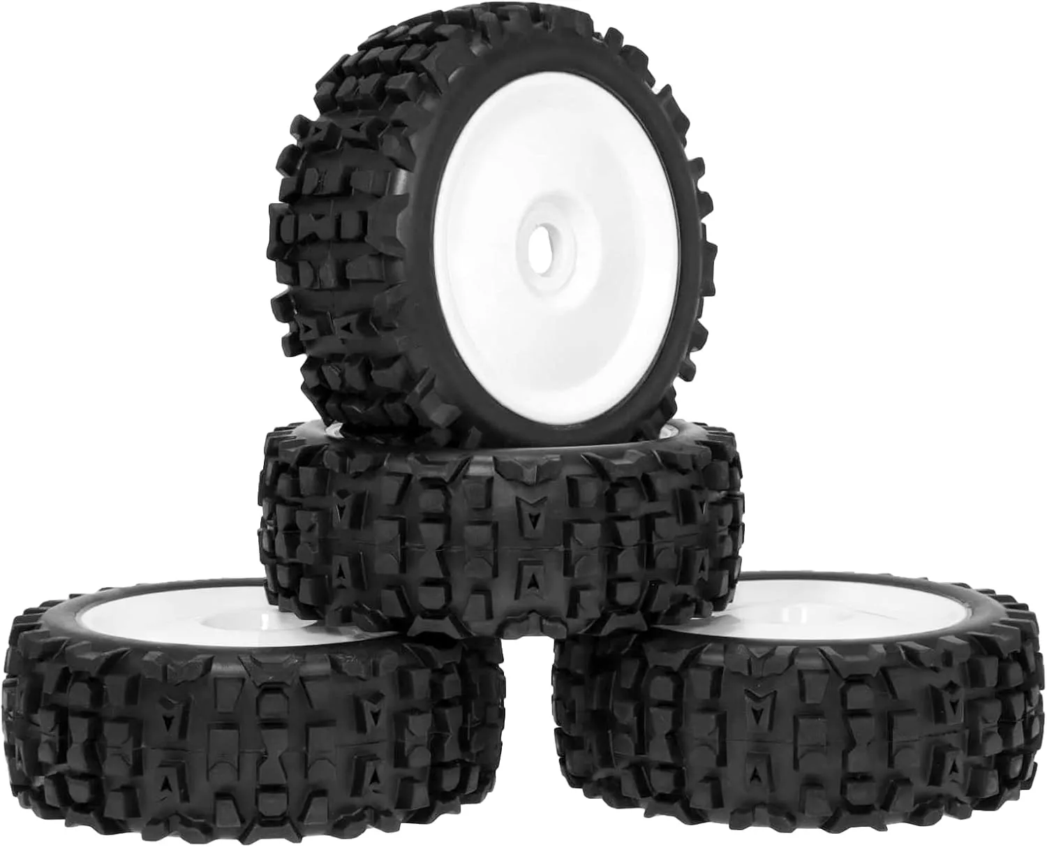 RC Station 17mm Hex RC Wheels and Tires 1/8 Scale RC Buggy Truggy Tires Wheels for Armma Typhon 6S V5 4WD 3S V3 4x4 BLX TLR Tuned Tires and Wheels Losi 8IGHT X/E 2.0 XT/XTE Preglue 4PCS