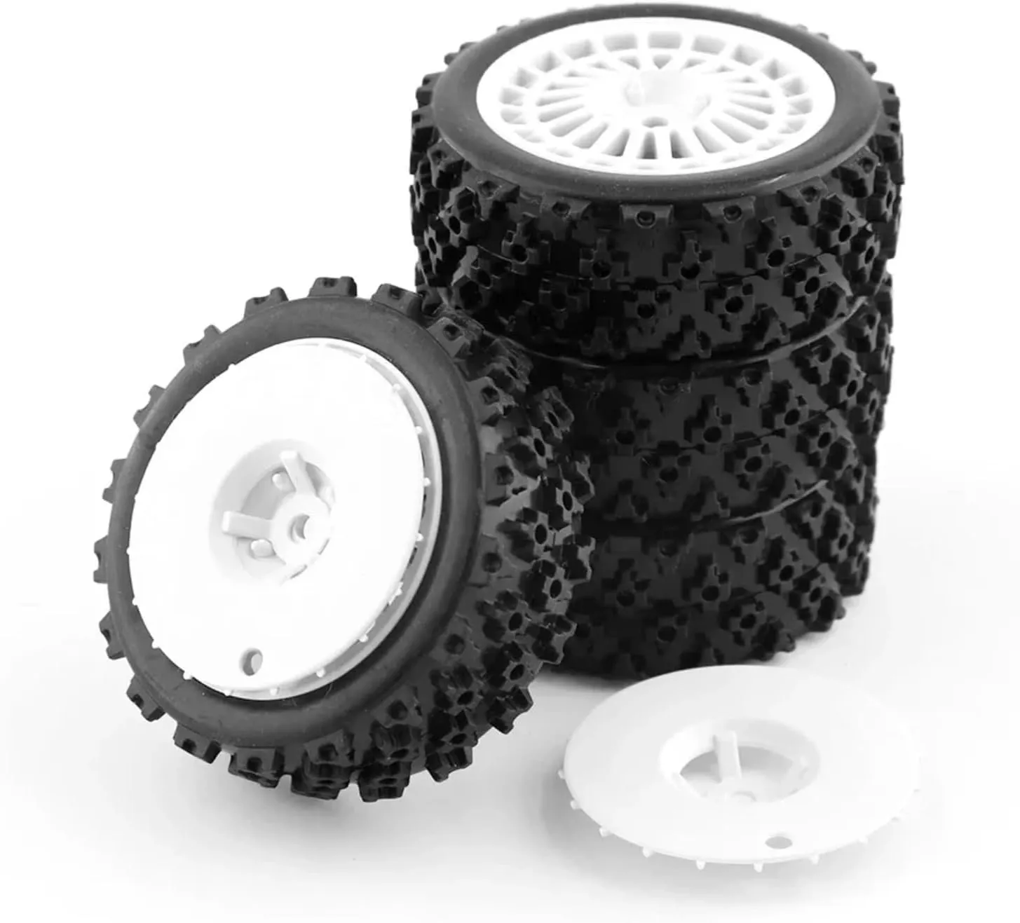 RC Upgrade Parts for Tamiya for TT-01 for TT-02 XV-01 XV01 TA06 PTG-2 1/10 RC for Racing Car Upgrade Parts Accessories 72mm Rubber Tire Wheel Tyres(White)
