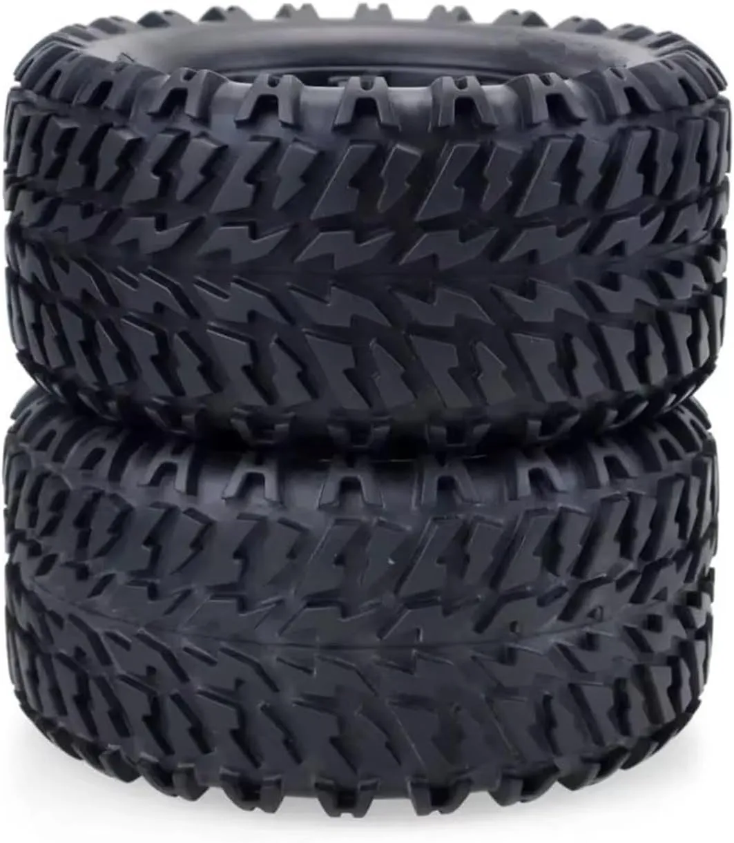 Rc Wheel Rim Tire for Hobao for HPI for Kyosho 4PCS Rc Wheels Tires 112MM 110mm Wheel Glued Tire 12mm Adapter Hub Hex 1/10 RC Car Short Course for Monster Truck(Black)