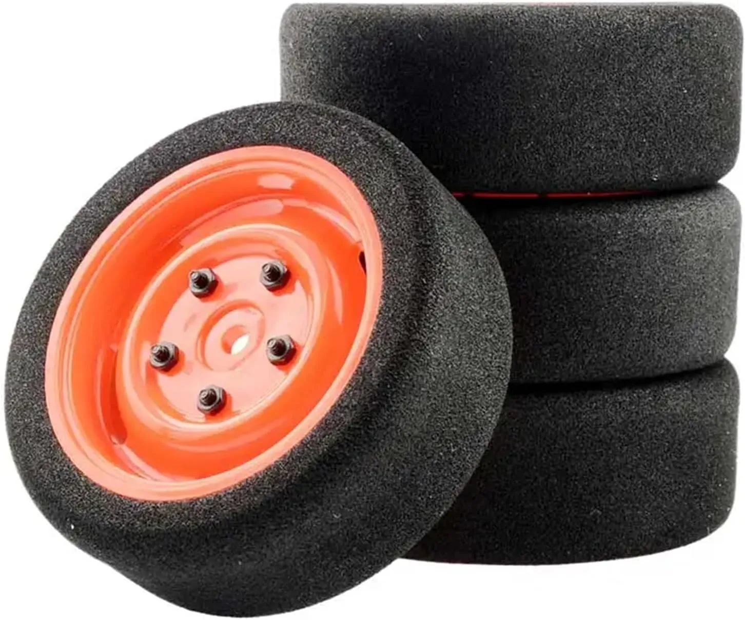 Rc Wheel Rim Tire for Wltoys 144001 124019 124017 for A959 Parts 4pcs On Road Foam Tyres Wheel 12MM Hex for 1/16 1/14 1/12 Remotre Contrl Cars(Orange)