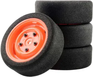 Rc Wheel Rim Tire for Wltoys 144001 124019 124017 for A959 Parts 4pcs On Road Foam Tyres Wheel 12MM Hex for 1/16 1/14 1/12 Remotre Contrl Cars(Orange)