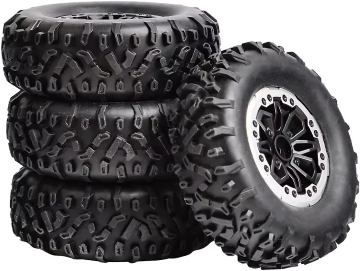 RC Wheel Tire Compatible with MN D90 for MN98 for MN99S for WPL C14 C24 C34 B14 B24 for LDRC P06 RC Car Parts Accessories 4pcs 64mm Soft Tire Wheel