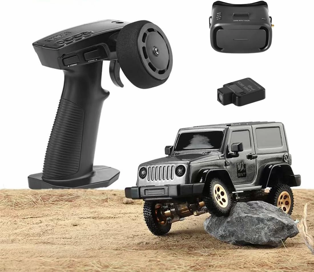 RC Mini Drift Car with FPV Goggles Camera, 1/64 Scale Mini 4WD Off-Road Climbing Car Electric 2.4G Romote Control Vehicle with LED for Adult - RTR/FPV Goggles Version