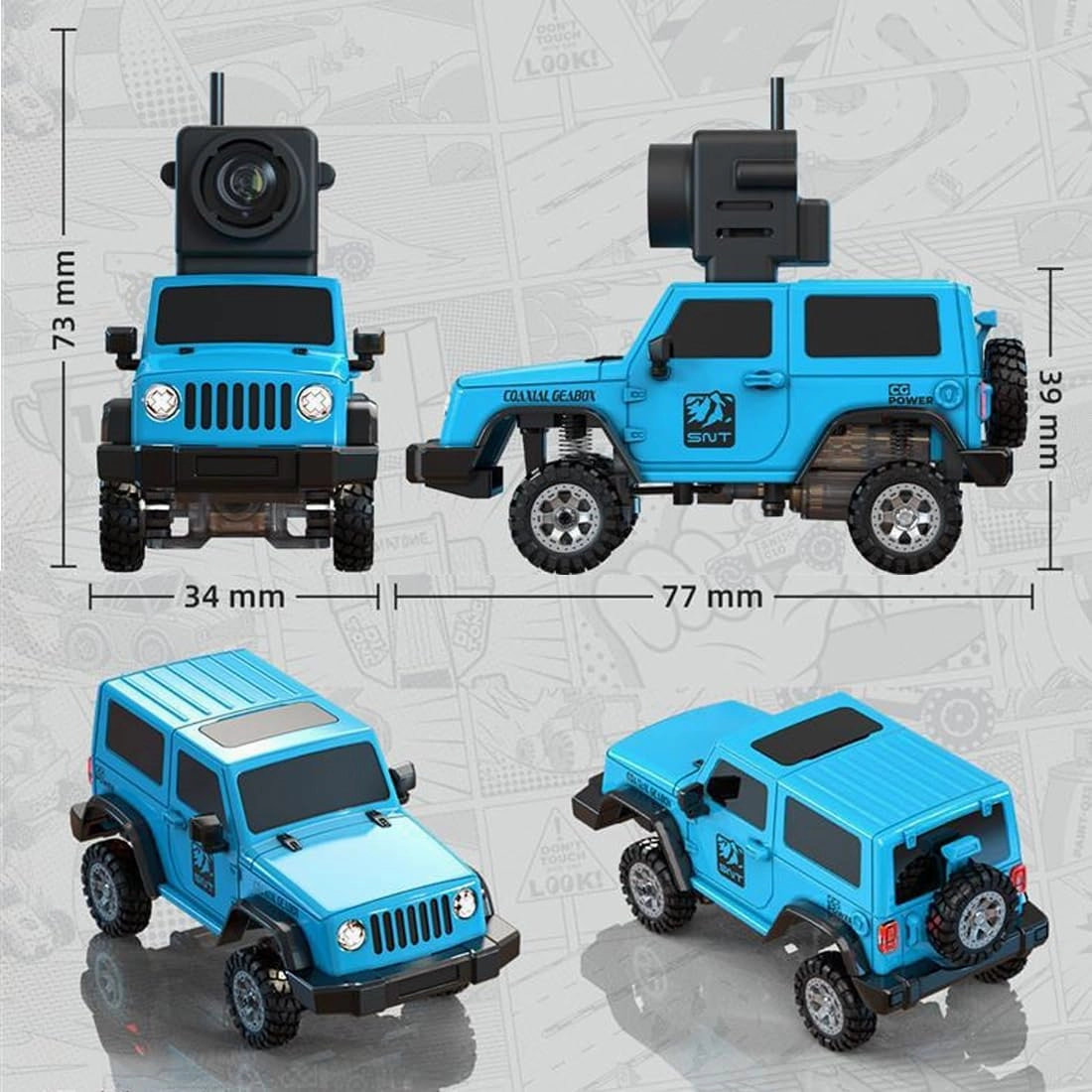 RC Mini Drift Car with FPV Goggles Camera, 1/64 Scale Mini 4WD Off-Road Climbing Car Electric 2.4G Romote Control Vehicle with LED for Adult - RTR/FPV Goggles Version