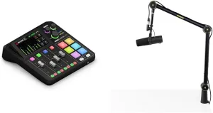 RØDE RØDECaster Duo All-in-One Production Solution for Podcasting, Streaming, Music Production & Shure by Gator Deluxe Articulating Desktop Podcasting Mic Boom Arm with Cable Management Channel