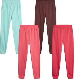 Real Love Girls' Sweatpants - 4 Pack Basic Solid Active Fleece Joggers (Size: 7-16)