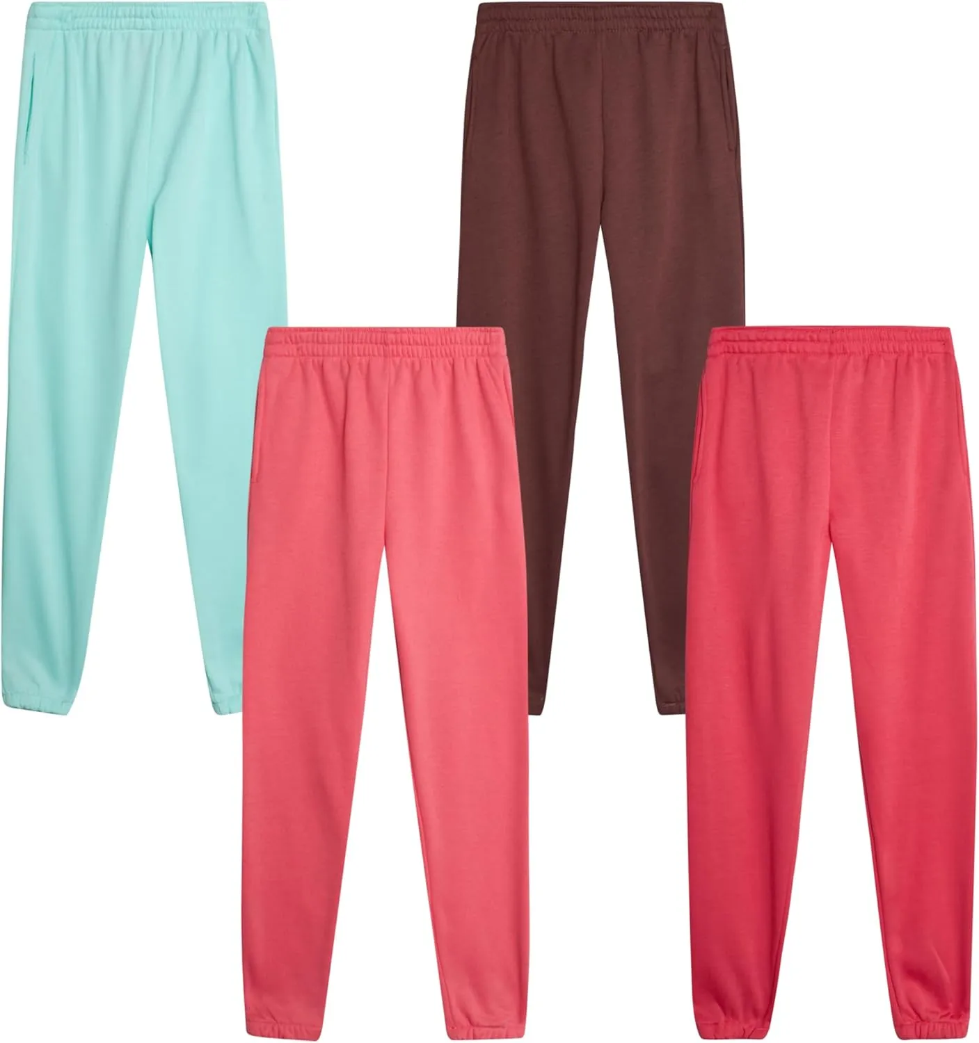 Real Love Girls' Sweatpants - 4 Pack Basic Solid Active Fleece Joggers (Size: 7-16)