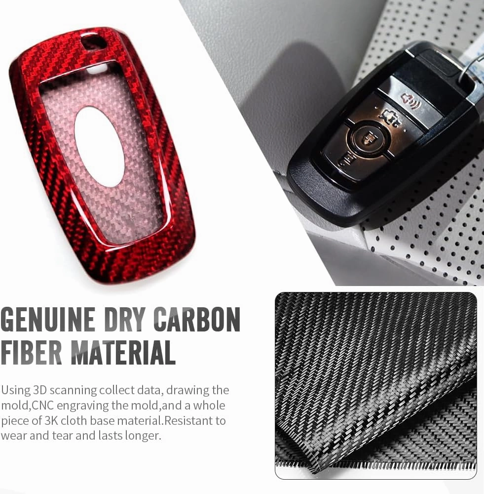 Real Carbon Key Fob Cover for Ford Bronco Escape Expedition Explorer Mustang S650 F150 F-150 F250 F350 F450 F550 Fusion Maverick Mondeo Ranger