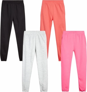 Real Love Girls' Sweatpants - 4 Pack Basic Solid Active Fleece Joggers (Size: 7-16)