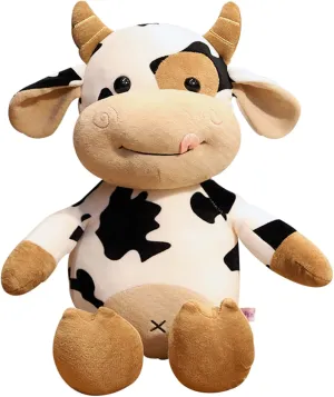 Realistic Cow Plush Toy 12", Smiling Cow Stuffed Animal, Cow plushies, Creative Home Decor Squishy Gift for Girls Boys Christmas Festival Birthday Children's Day
