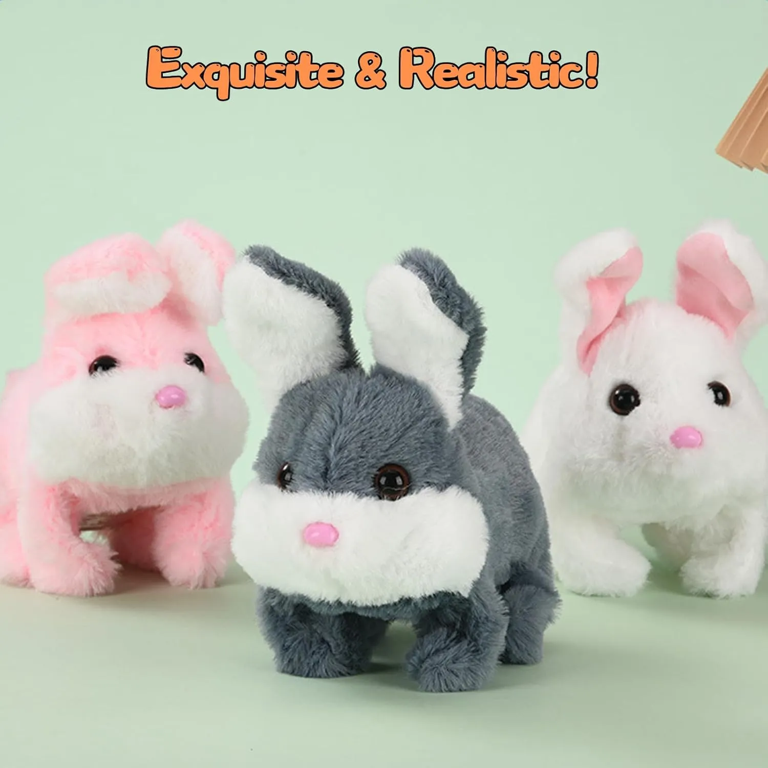 Realistic Moving Bunny Toy with Jumping Ears - Interactive Electric Rabbit Stuffed Animal for Kids, Easter Gifts & Family Fun (TZ02)