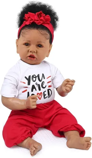 Realistic Reborn Baby Doll Black Girl – 20 Inch Lifelike Real Life African American Newborn Doll with Soft Body Gift Set for Kids Age 3 