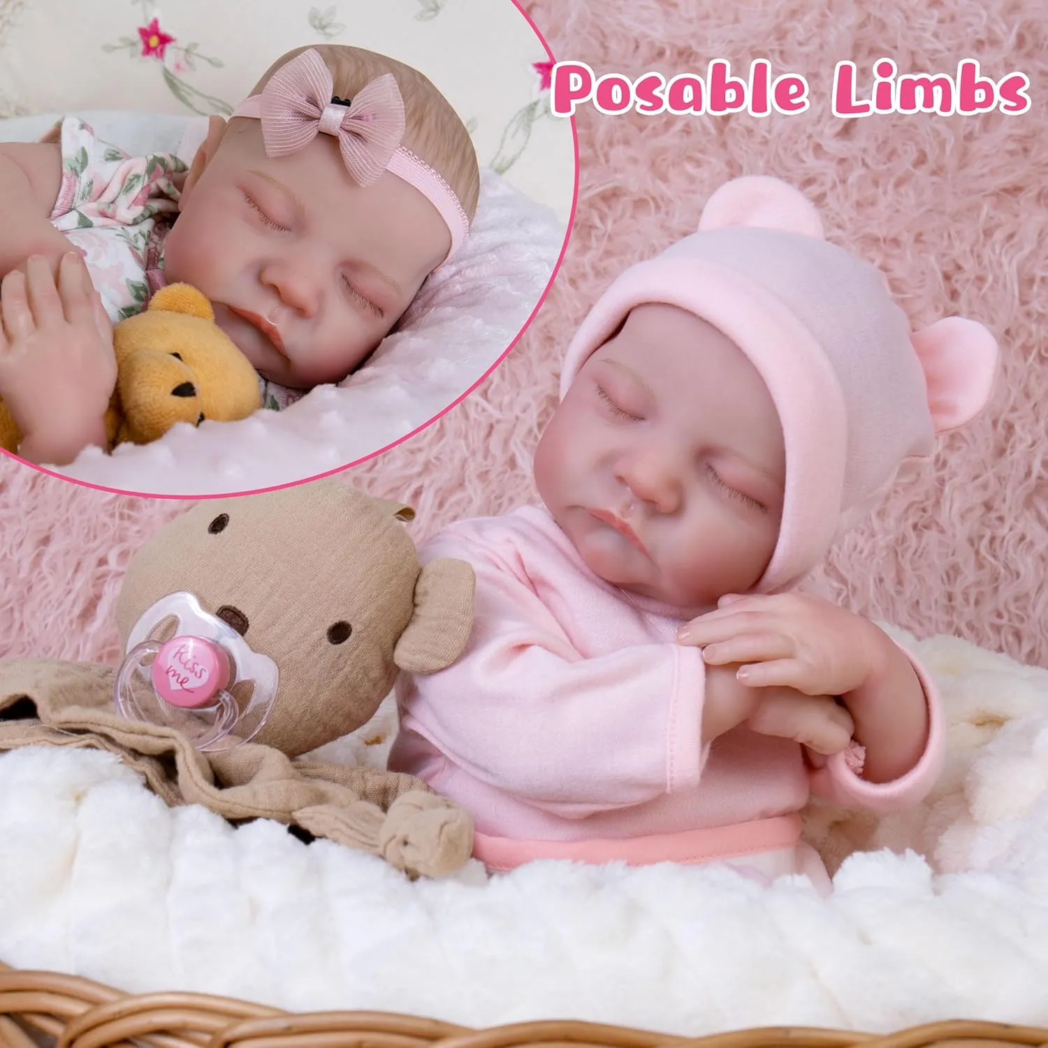 Realistic Reborn Baby Dolls 17-Inch Lifelike Baby Doll Full Body Vinyl Sleeping Baby Dolls Cute Girl Real Life Baby Doll with Clothes and Toy Accessories for Kids 3 