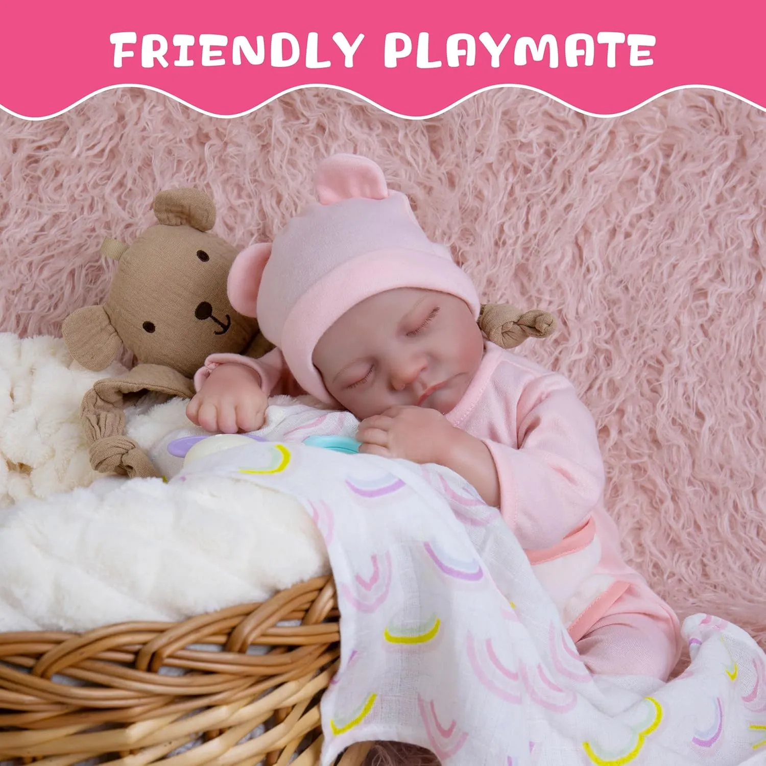 Realistic Reborn Baby Dolls 17-Inch Lifelike Baby Doll Full Body Vinyl Sleeping Baby Dolls Cute Girl Real Life Baby Doll with Clothes and Toy Accessories for Kids 3 