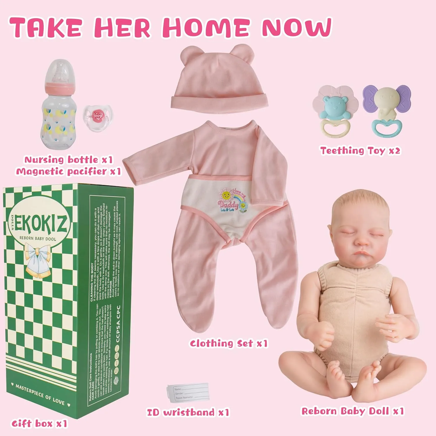 Realistic Reborn Baby Dolls 17-Inch Lifelike Baby Doll Full Body Vinyl Sleeping Baby Dolls Cute Girl Real Life Baby Doll with Clothes and Toy Accessories for Kids 3 
