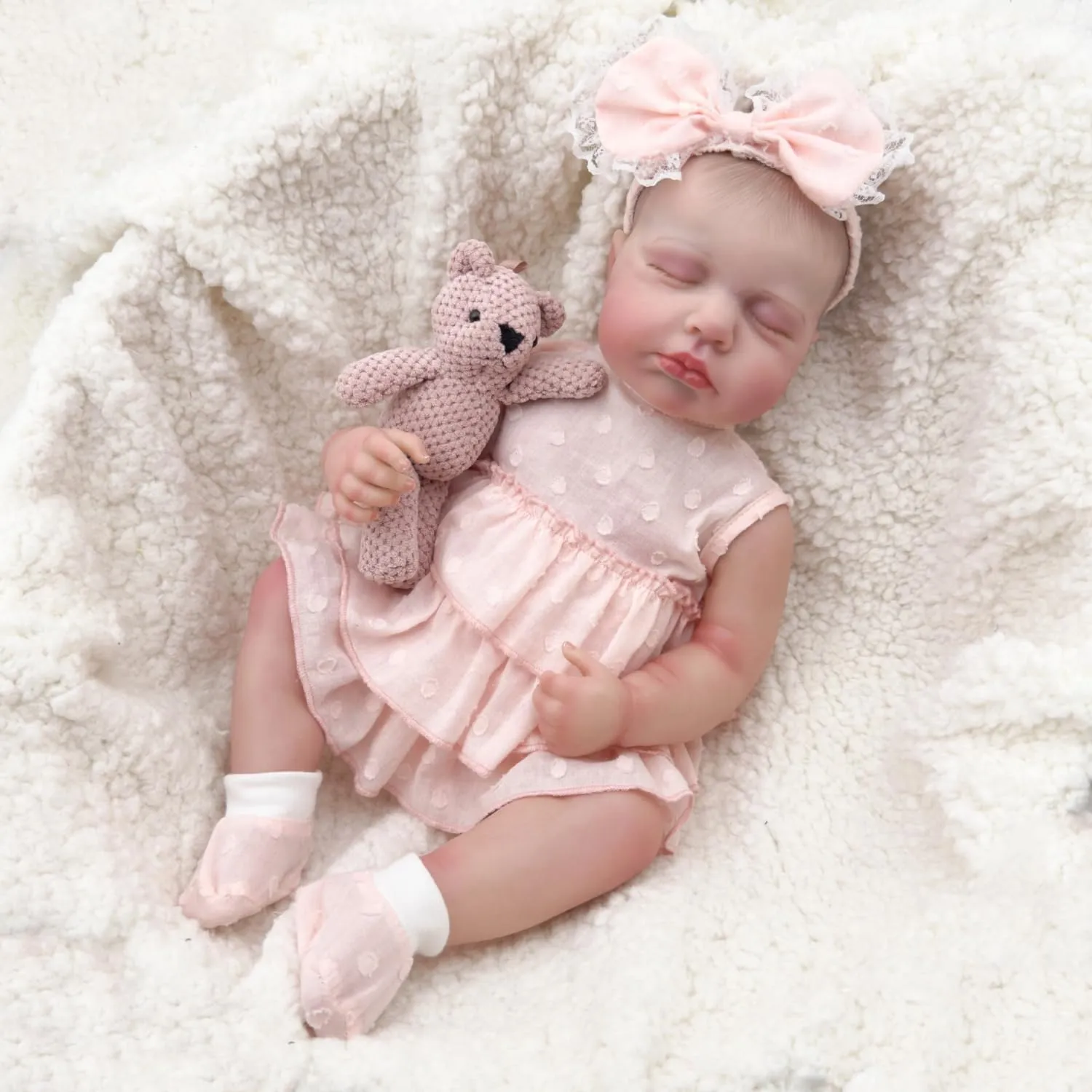 Realistic Reborn Baby Dolls - 18 Inch Lifelike Newborn Baby Dolls Girl Soft Vinyl Full Body Real Life Cute Reborn Doll with Feeding Kit Gift for Kids Age 3 , Loulou