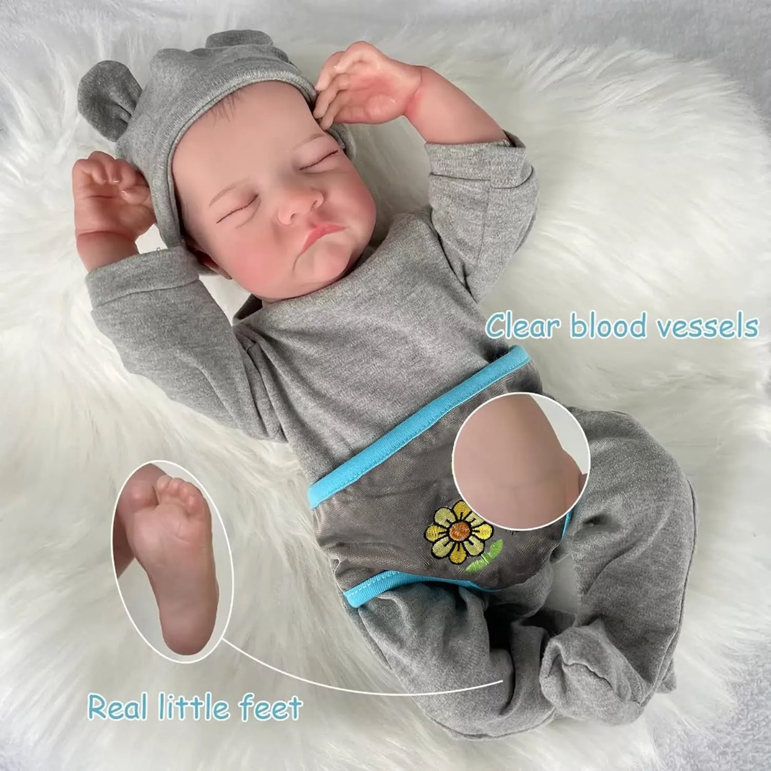 Realistic Reborn Baby Dolls-18 Inch Real Life Baby Dolls Boy Lifelike Baby Doll with Accessories for 3  Years Old (Blue)