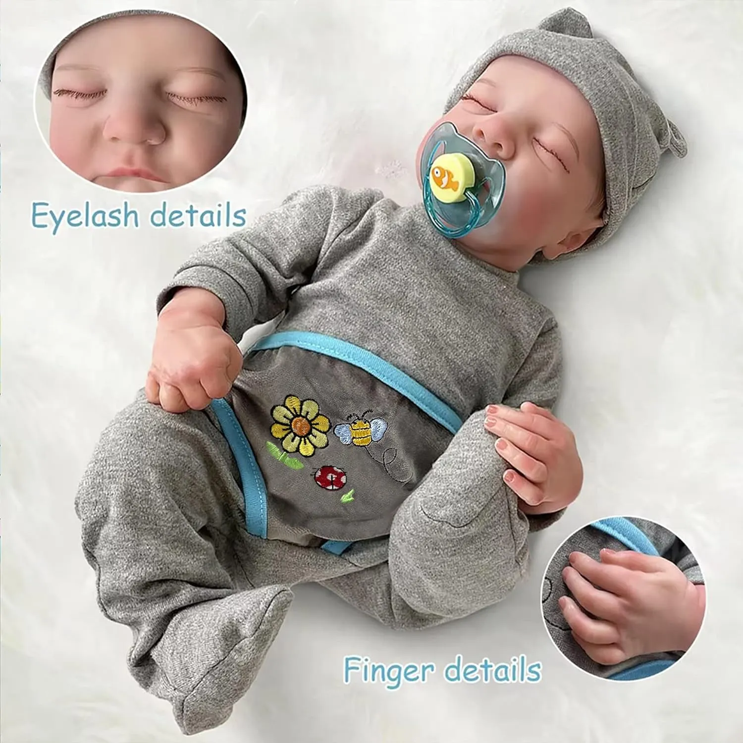 Realistic Reborn Baby Dolls-18 Inch Real Life Baby Dolls Boy Lifelike Baby Doll with Accessories for 3  Years Old (Blue)