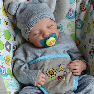 Realistic Reborn Baby Dolls-18 Inch Real Life Baby Dolls Boy Lifelike Baby Doll with Accessories for 3  Years Old (Blue)