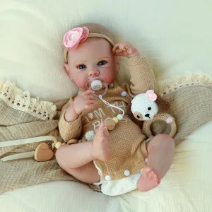 Realistic Reborn Baby Dolls - 20 Inch Cute Silicone Baby Girl Doll， Lifelike Newborn with Full Vinyl Body， Real Life Baby Dolls with Accessories for 3  Years Old Kids Gifts