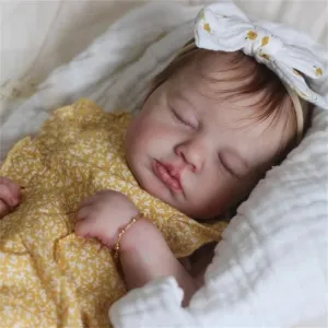Realistic Reborn Baby Dolls - 20 Inch Silicone Full Body Vinyl Lifelike Newborn Baby Dolls Loulou Girl Real Life Sleeping Baby Doll Washable Toy for Kids Age 3  Gifts