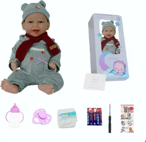 Realistic Reborn Baby Dolls: Intelligent Expression Interaction Laughs Cries Snores- Deluxe Accessory Set Included with Movable Arms and Legs- Suitable for 3 Years and Up- 17 inch