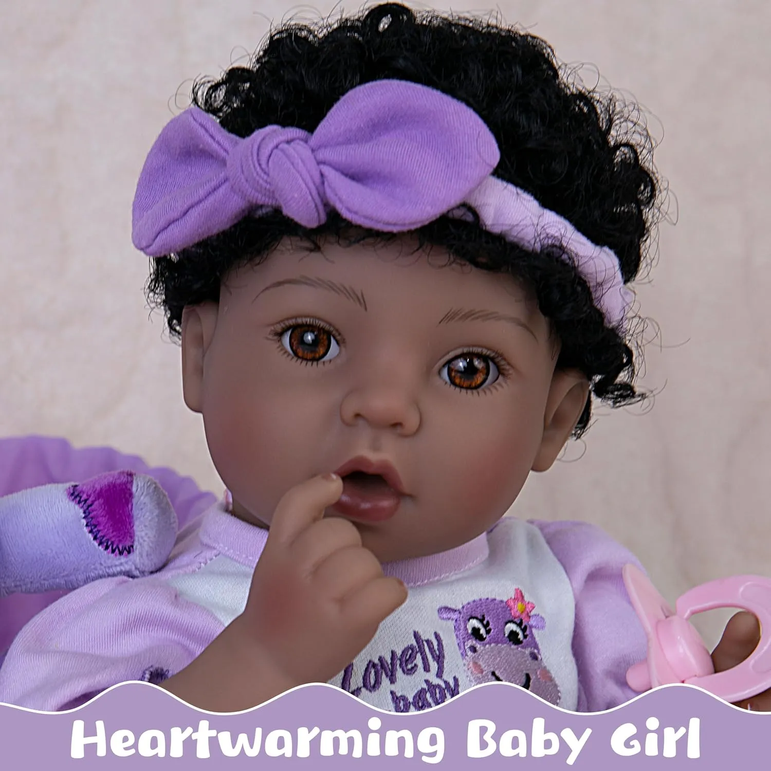 Reborn Baby Doll, 18-Inch Lifelike Baby Dolls American African Baby Girl Soft Cloth Body Newborn Baby Dolls with Clothes and Toy Accessories Birthday Gift for Kids Age 3 