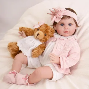 Reborn Baby Dolls, 22 Inch Lifelike Reborn Baby Doll Girl, Realistic Smiling Dolls That Look Real, Soft Weighted Vinyl Christmas Reborn Dolls Set for Kids Age 3 