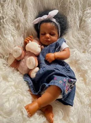 Reborn Baby Dolls Black - 20 Inch African American Newborn Girl Doll, Real Life Baby Dolls Soft, Realistic, Waterproof, Poseable with Accessories Gift for Kids Age 3 