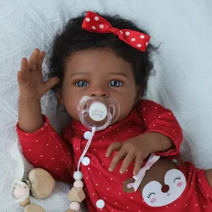 Reborn Baby Dolls Black Girl - 20 Inch African American Realistic Newborn Girl Doll, Lifelike Weighted Soft Body, Christmas Birthday Gift for Kids Age 3 