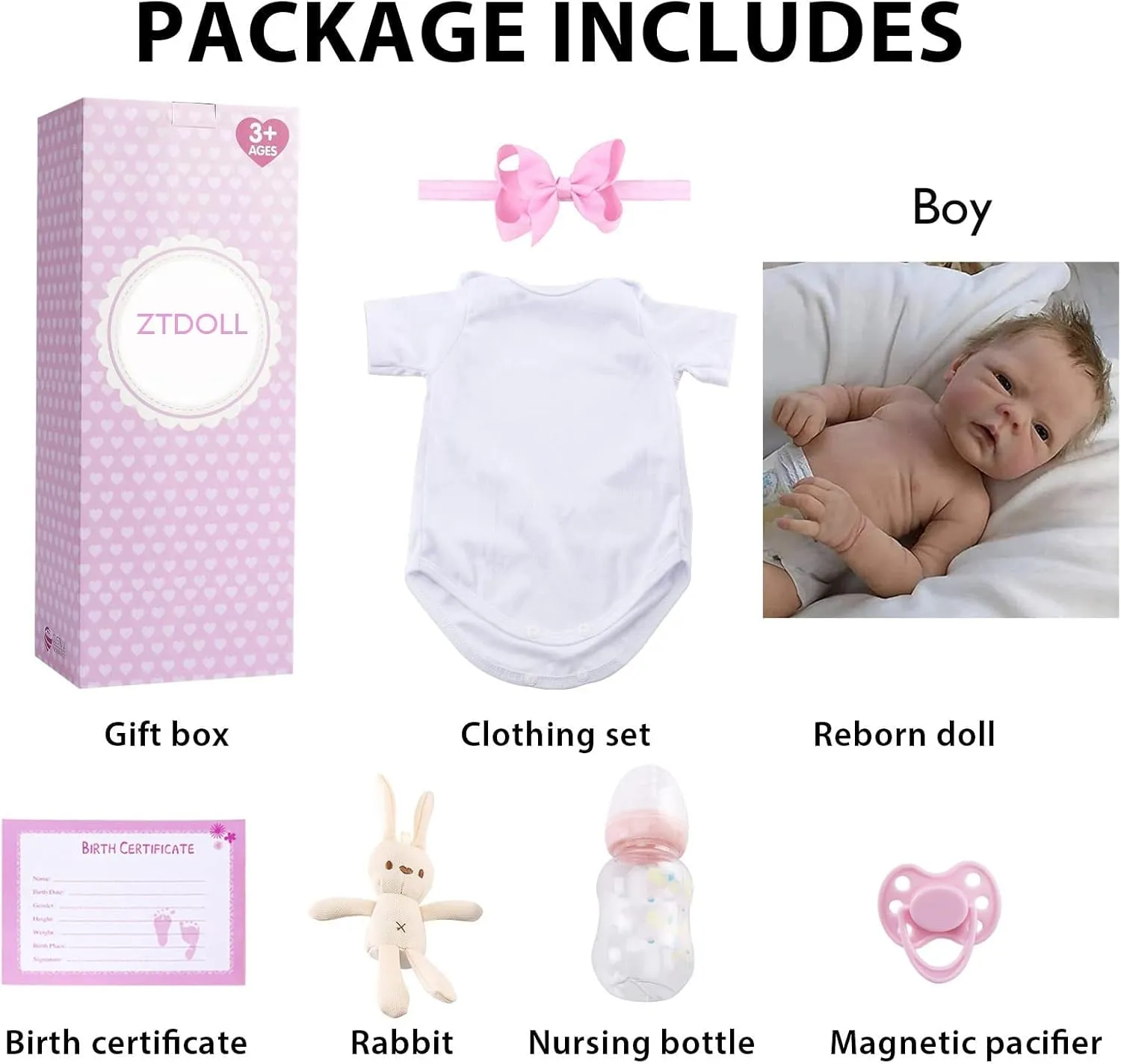 Reborn Baby Dolls Boy Real Lifelike Baby Dolls Boys 18 Inch, Handmade Realistic Boy Baby Doll Newborn Lifelike Dolls in Soft Vinyl and Weightd Body, Gifts, Parties