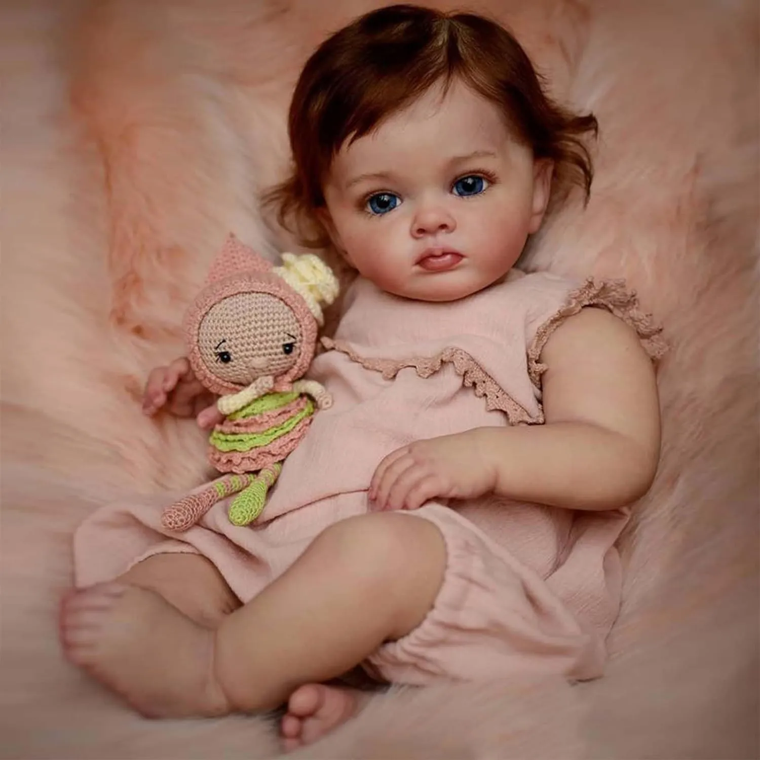 Reborn Baby Dolls Girl, 22 Inch Lifelike Reborn Toddler Dolls Full Body Vinyl Silicone with Long Hair, Beautiful Realistic Newborn Baby Doll with Feeding Toy for Kids Birthday Christmas