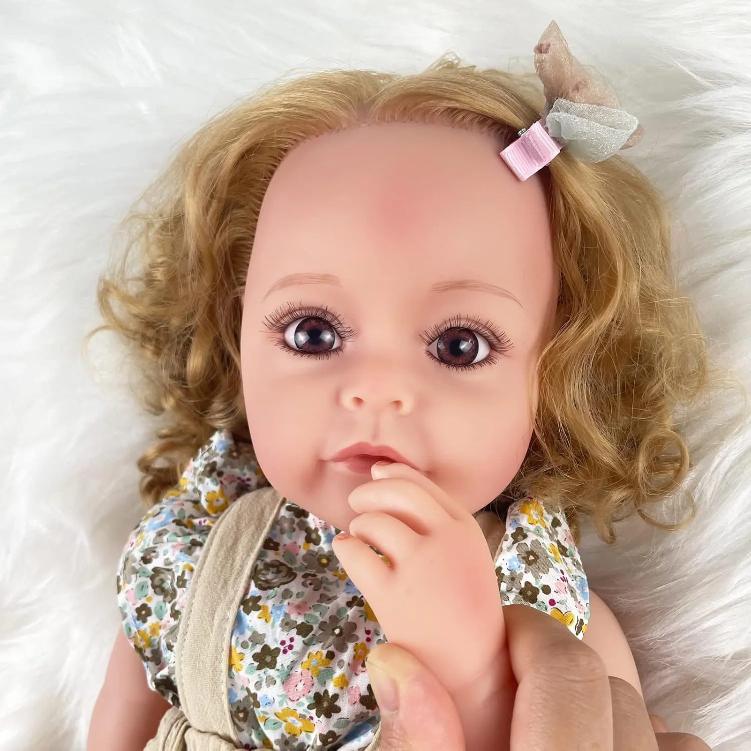 Reborn Baby Dolls Girl, 22" Beautiful Lifelike Doll Full Body Vinyl Silicone with Long Hair for Kids, Realistic Newborn Baby Doll with Feeding Toy for Birthday Christmas