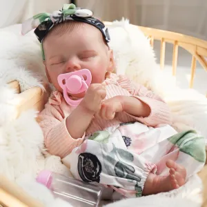 Reborn Baby Dolls,18 Inch Lifelike Realistic Newborn Doll with Soft Vinyl Body That Look Real,Christmas/Birthday Baby Doll Gift for Kids Age 3   (Vinyl Body)