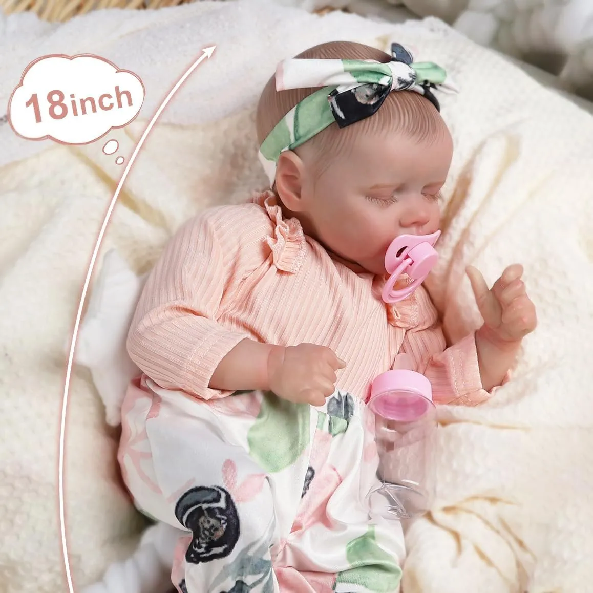 Reborn Baby Dolls,18 Inch Lifelike Realistic Newborn Doll，Soft Cloth Body Baby Dolls, The Best Christmas/Birthday's Gift for Kids Age 3  (Cloth Body)