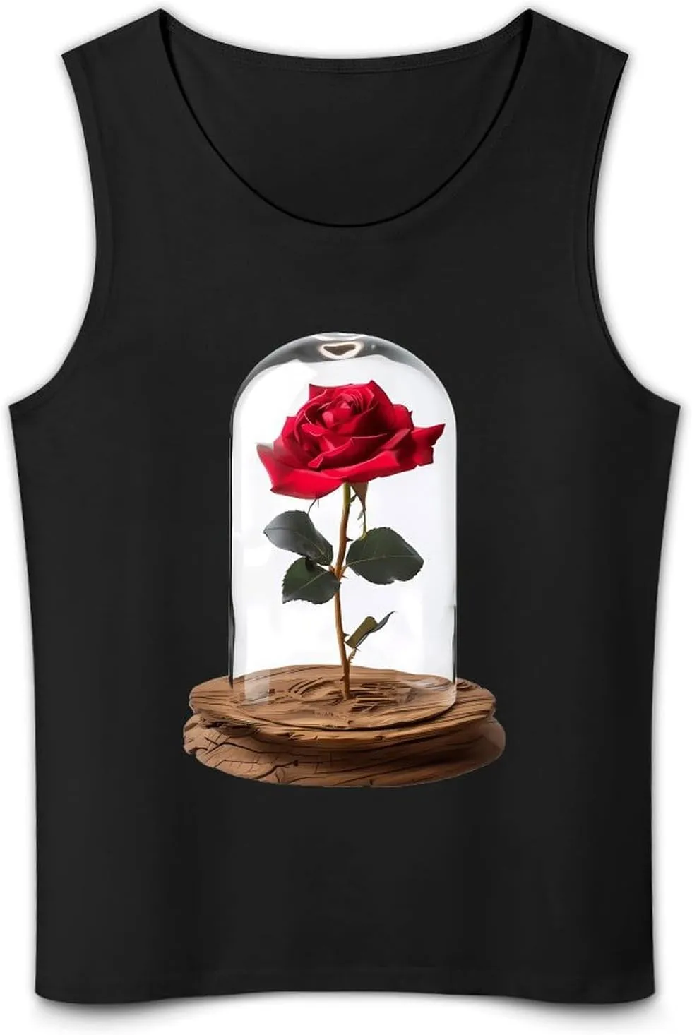 Red Rose Glass Dome Men's Regular Fit Tank Top Lightweight Tanks Sleeveless Summer Shirt Gym Tee