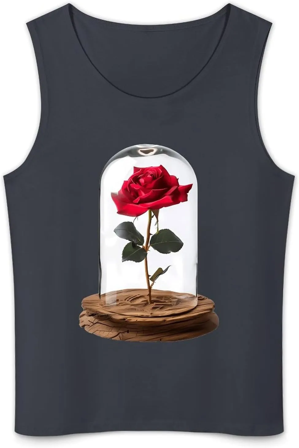 Red Rose Glass Dome Men's Regular Fit Tank Top Lightweight Tanks Sleeveless Summer Shirt Gym Tee