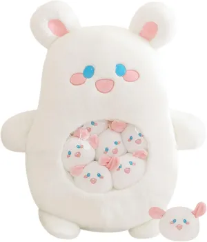 REFAHB Bunny Stuffed Plush Toy, Cute Bag of Animal Plush Pillow Easter Basket Stuffers for Teens